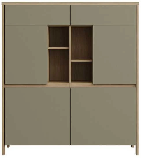 Spinta Stranda, 111 x 39 x 125 cm, pilkai žalia / ąžuolas