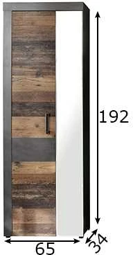 Spinta Indy, 65 x 34 x 192 cm, pilka