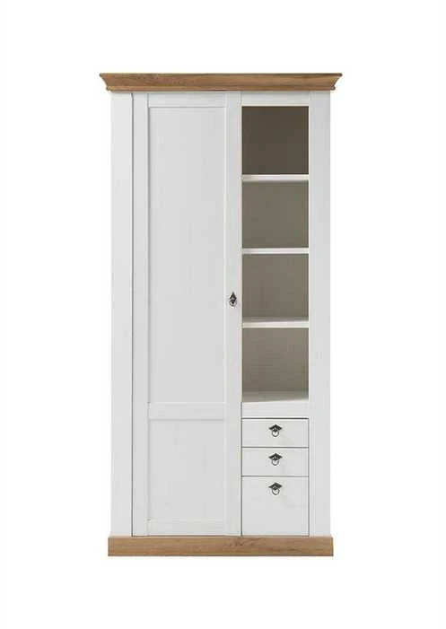 Spinta Landhaus, 102 x 44 x 204 cm, baltoji pušis / ąžuolas