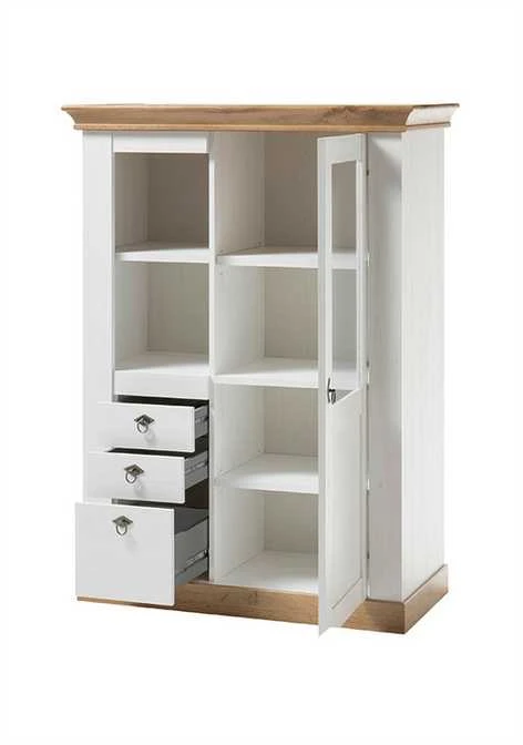 Spinta Landhaus, 102 x 44 x 139 cm, baltoji pušis / ąžuolas