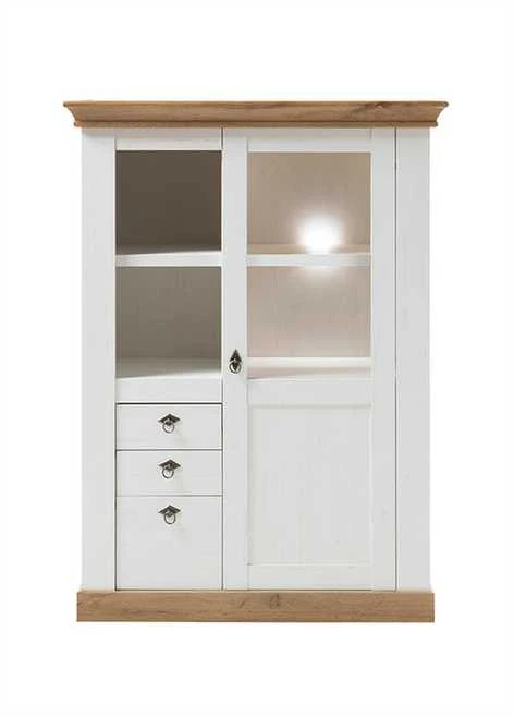 Spinta Landhaus, 102 x 44 x 139 cm, baltoji pušis / ąžuolas