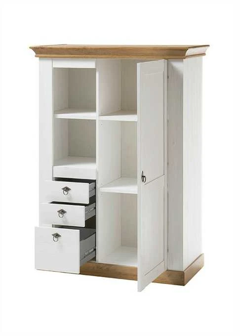 Spinta Landhaus, 102 x 44 x 139 cm, baltoji pušis / ąžuolas