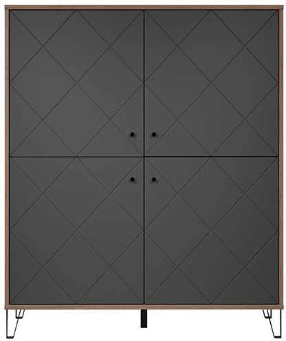 Spinta Montez, 123 x 40 x 136 cm, ąžuolas / pilka