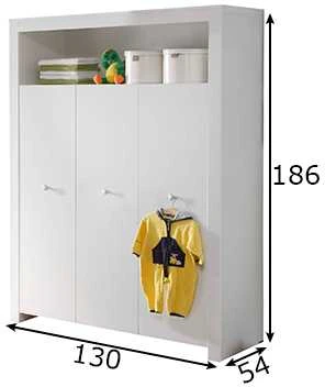 Spinta Olivia, 130 x 54 x 186 cm, balta