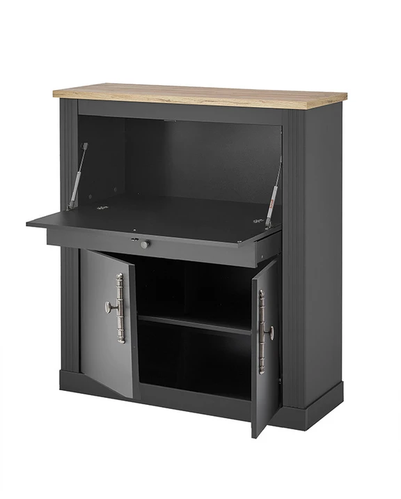 Spinta-sekretorius Westminster, tamsiai pilka / ąžuolas