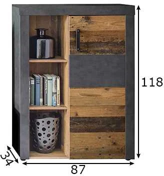Spintelė Indy, 87 x 34 x 118 cm, pilka