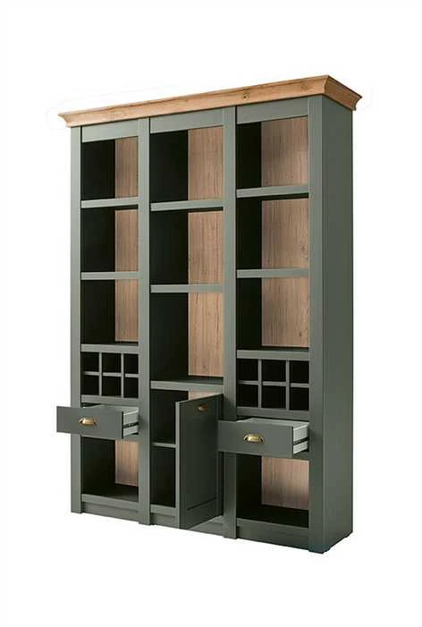 Spintelė-lentyna Cambridge 147 x 45 x 207 cm, žalia / ąžuolinė