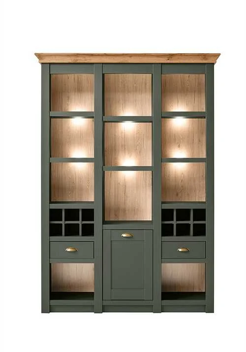 Spintelė-lentyna Cambridge 147 x 45 x 207 cm, žalia / ąžuolinė