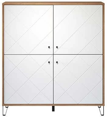 Spintelė Touch, 123 x 40 x 136 cm, matinė balta / ąžuolas