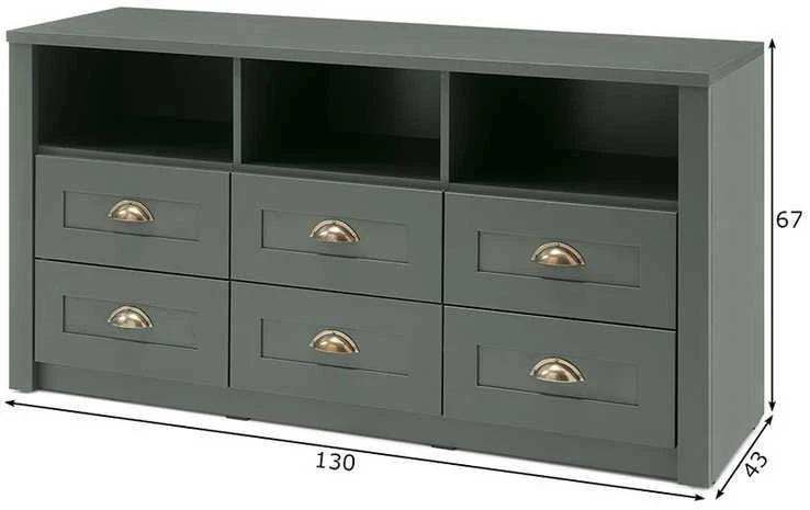 TV staliukas Ascot, 130 x 43 x 67 cm, tamsiai žalia