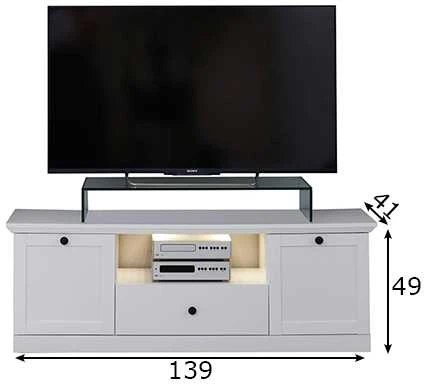 TV staliukas Baxter, 139 x 41 x 49 cm, balta