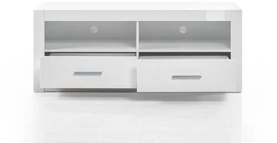 TV staliukas Bianco, 150 x 45 x 61 cm, baltas blizgesys