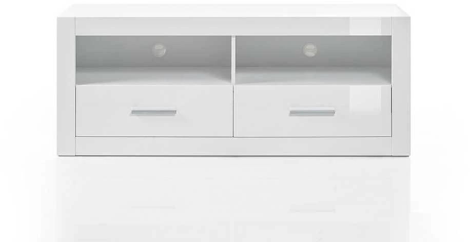 TV staliukas Bianco, 150 x 45 x 61 cm, baltas blizgesys