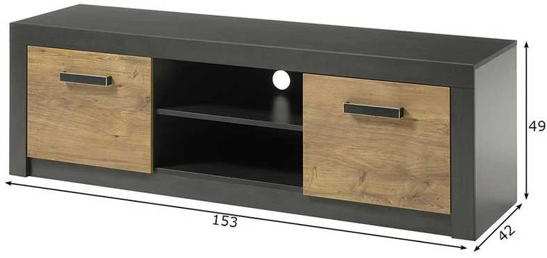 TV staliukas Brügge, 153 x 42 x 49 cm, kaštonas / pilka