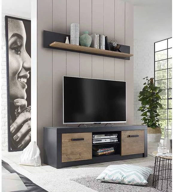 TV staliukas Brügge, 153 x 42 x 49 cm, kaštonas / pilka