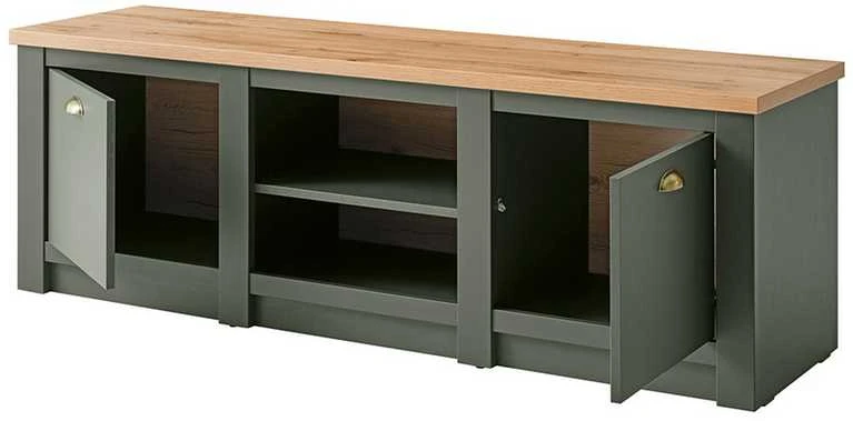 TV staliukas Cambridge, 152 x 45 x 51 cm, žalia / ąžuolinė