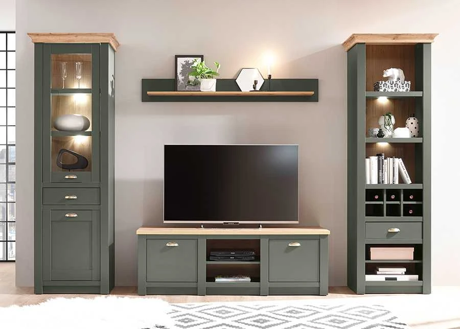 TV staliukas Cambridge, 152 x 45 x 51 cm, žalia / ąžuolinė