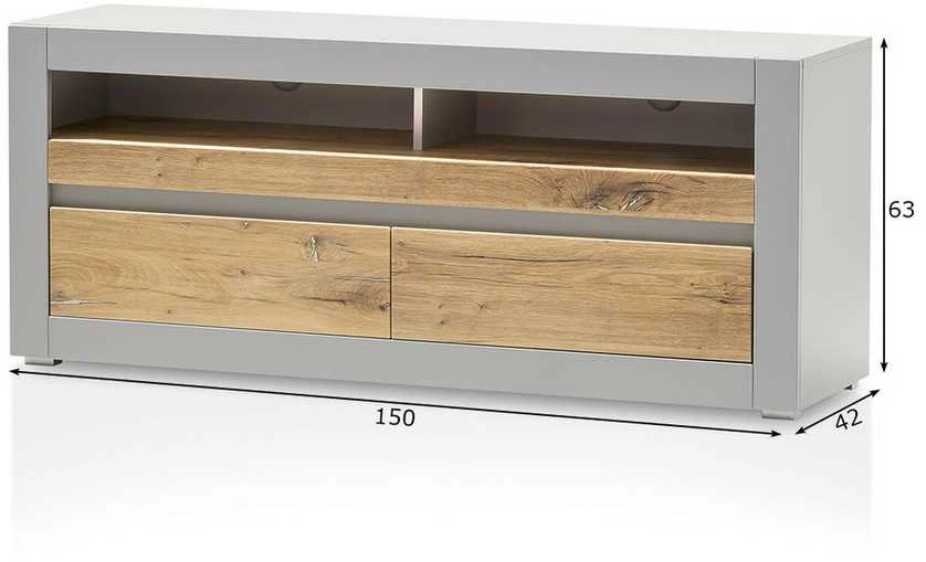 TV staliukas TV stovas Casablanca, 150 cm, ąžuolinė/matinė pilka