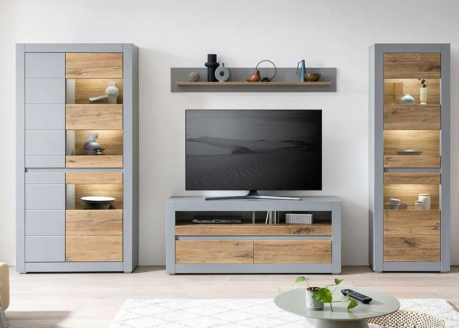 TV staliukas TV stovas Casablanca, 150 cm, ąžuolinė/matinė pilka