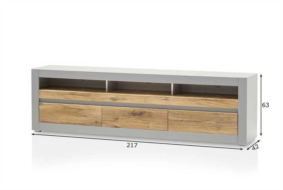 TV staliukas TV stovas Casablanca, 217 cm, ąžuolinė/matinė pilka