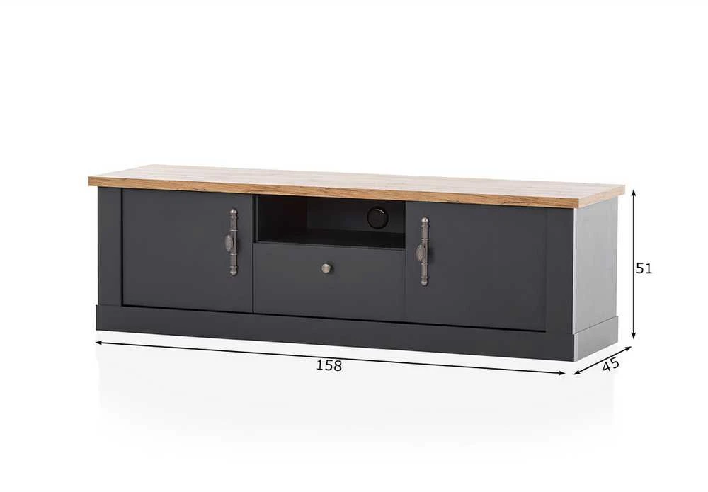TV staliukas Catania, 158 x 45 x 51 cm, ąžuolinė / antracitas