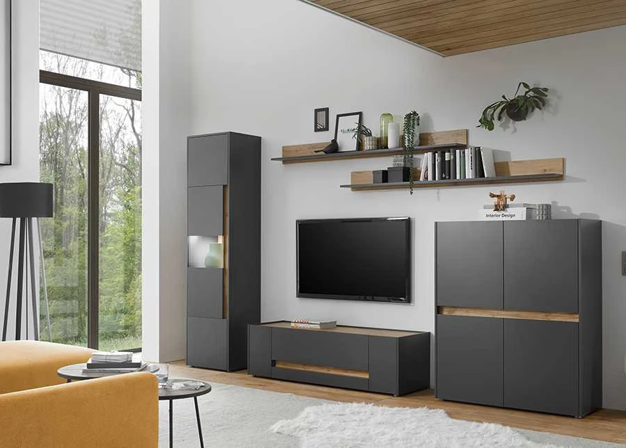 TV staliukas TV stovas City, 140 cm, antracitas/ąžuolinė