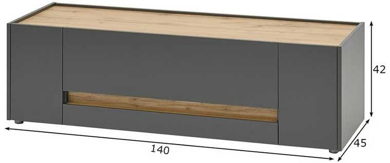 TV staliukas TV stovas City, 140 cm, antracitas/ąžuolinė