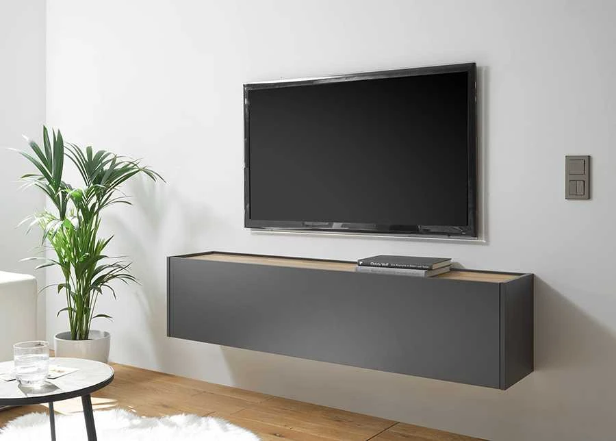 TV staliukas City, 150 x 30 x 35 cm, antracitas / ąžuolinė