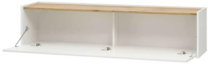 TV staliukas City, 150 x 30 x 35 cm, balta / ąžuolinė