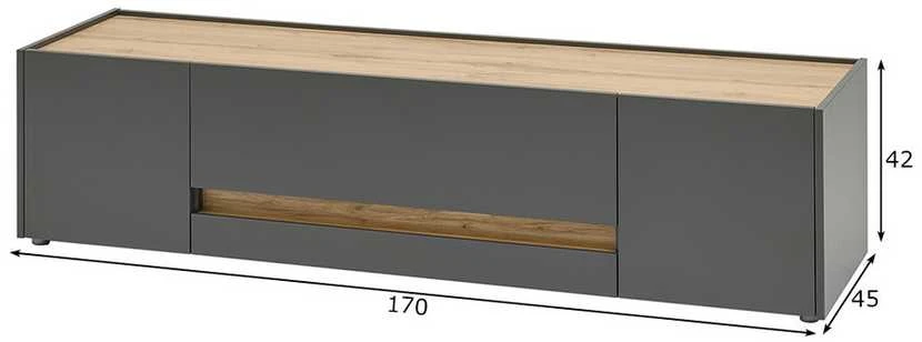 TV staliukas City, 170 x 45 x 42 cm, antracitas / ąžuolinė