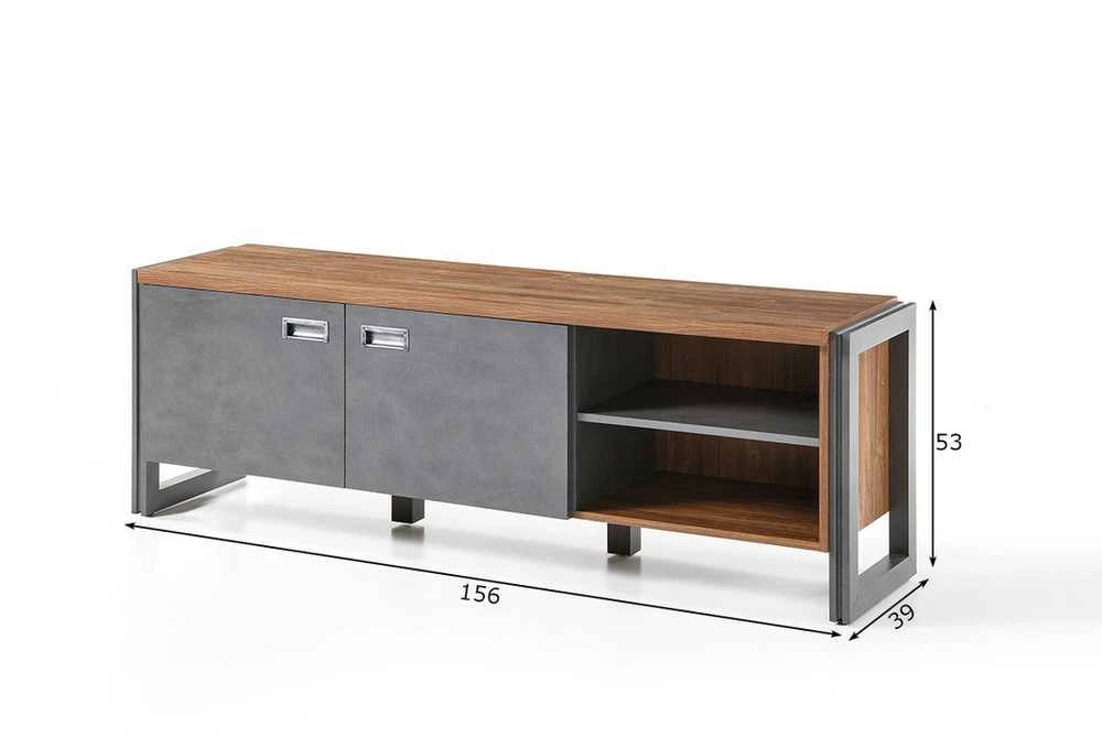 TV staliukas TV stovas Detroit, 156 x 39 x 53 cm, ąžuolas / pilka