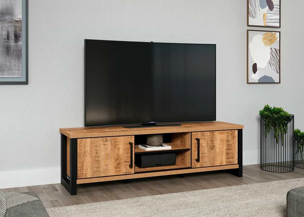 TV staliukas Enna, 166 x 45 x 50 cm, mango / juoda