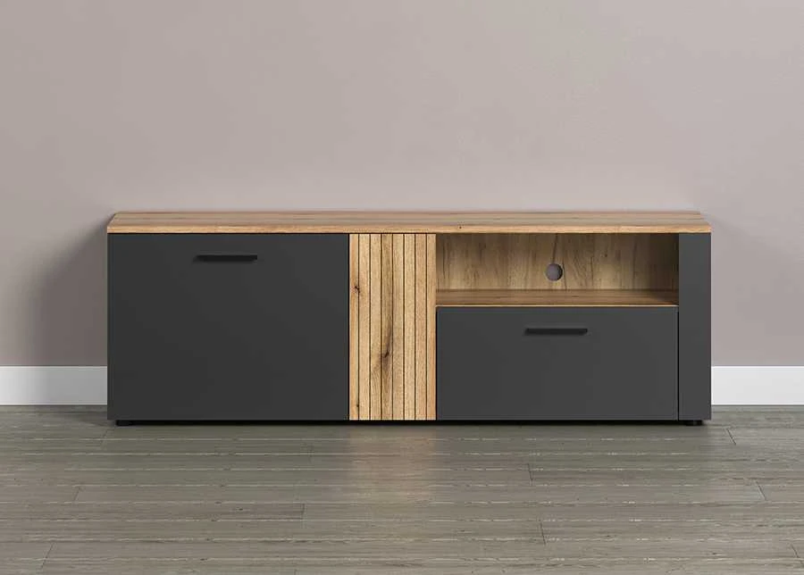 TV staliukas Esteban, 150 x 42 x 50 cm, antracitas / ąžuolas