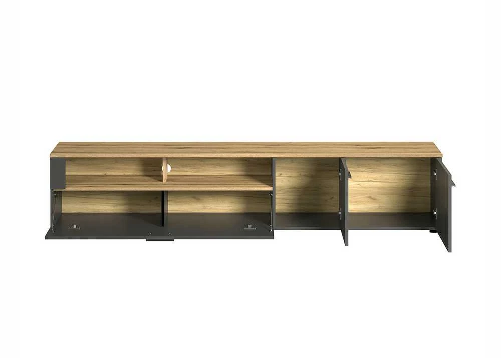 TV staliukas Esteban, 210 x 41 x 43 cm, antracitas / ąžuolas