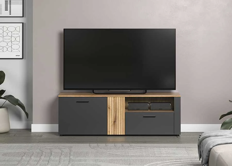 TV staliukas Esteban, 150 x 42 x 50 cm, antracitas / ąžuolas
