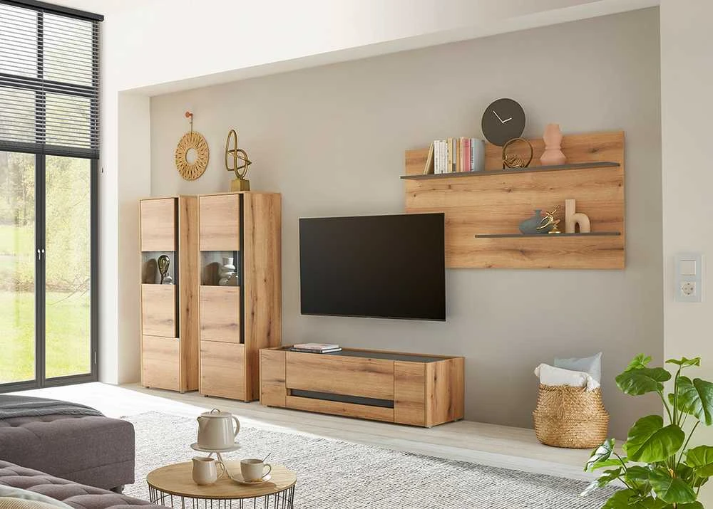 TV staliukas City, 140 x 44 x 42 cm, ąžuolas / antracitas