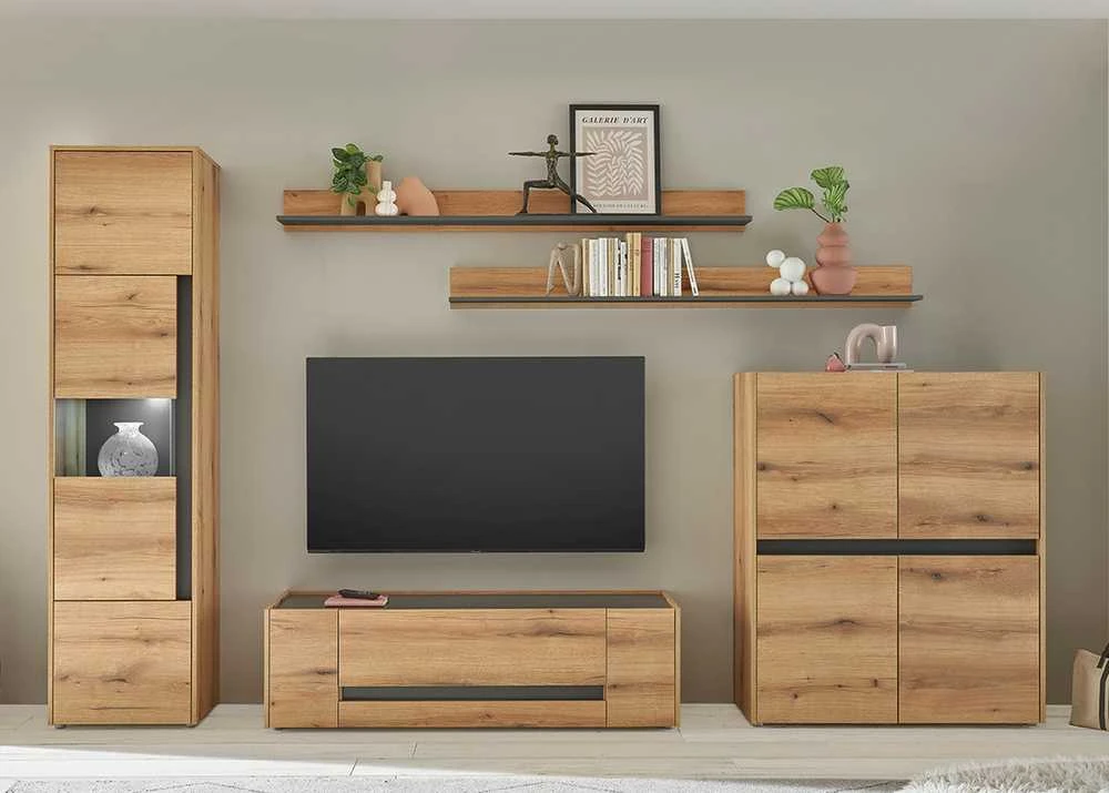 TV staliukas City, 140 x 44 x 42 cm, ąžuolas / antracitas