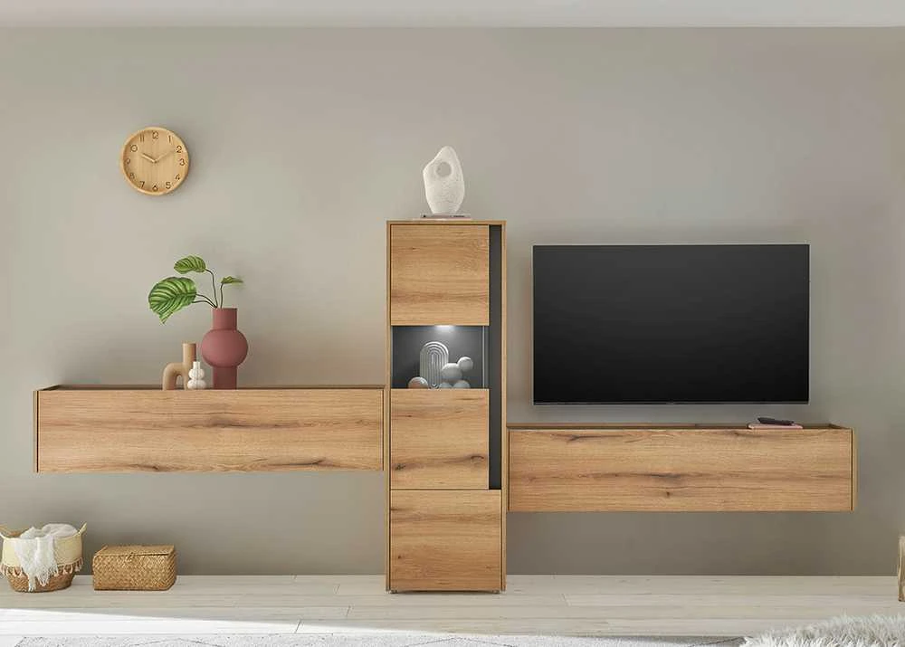 TV staliukas City, 150 x 30 x 35 cm, ąžuolas / antracitas