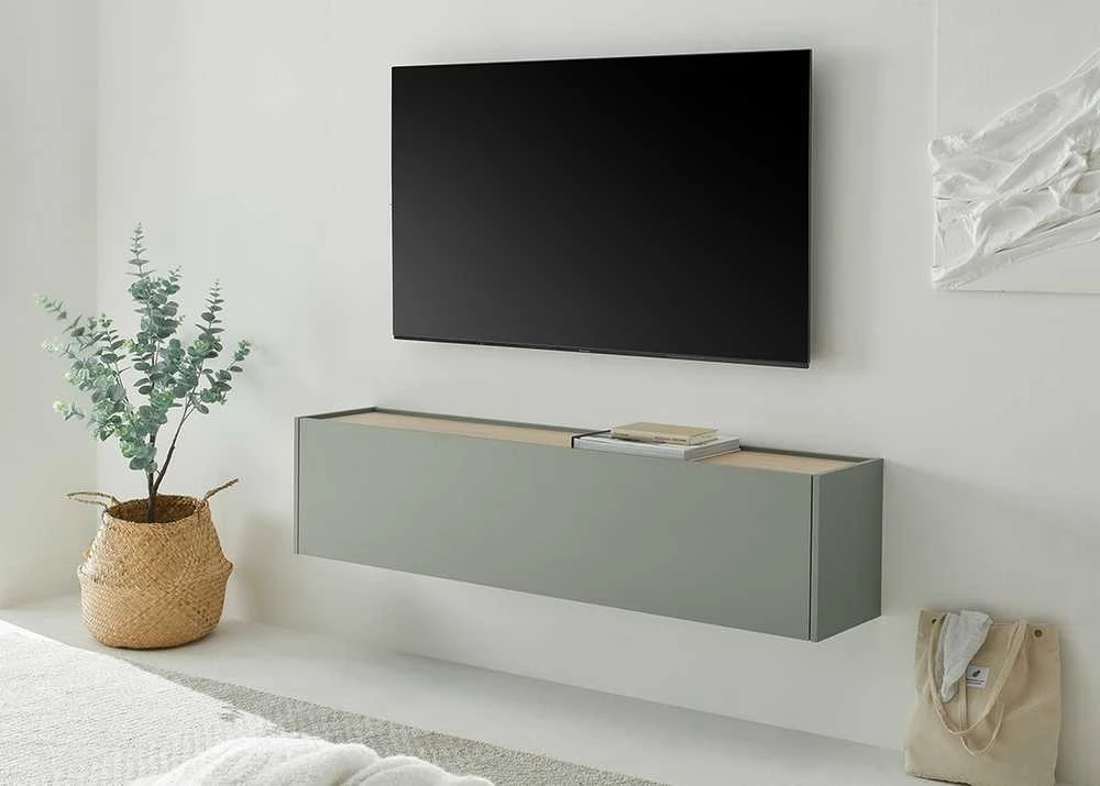 TV staliukas City, 150 x 30 x 35 cm, tamsiai žalia / ąžuolas