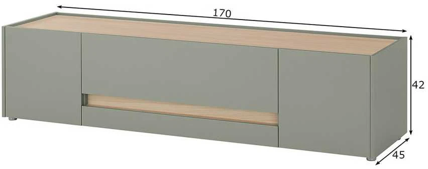 TV staliukas City, 170 x 45 x 42 cm, tamsiai žalia / ąžuolas