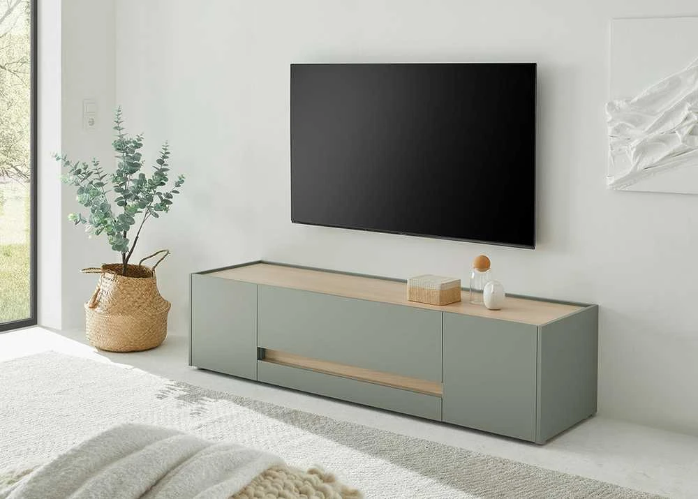 TV staliukas City, 170 x 45 x 42 cm, tamsiai žalia / ąžuolas