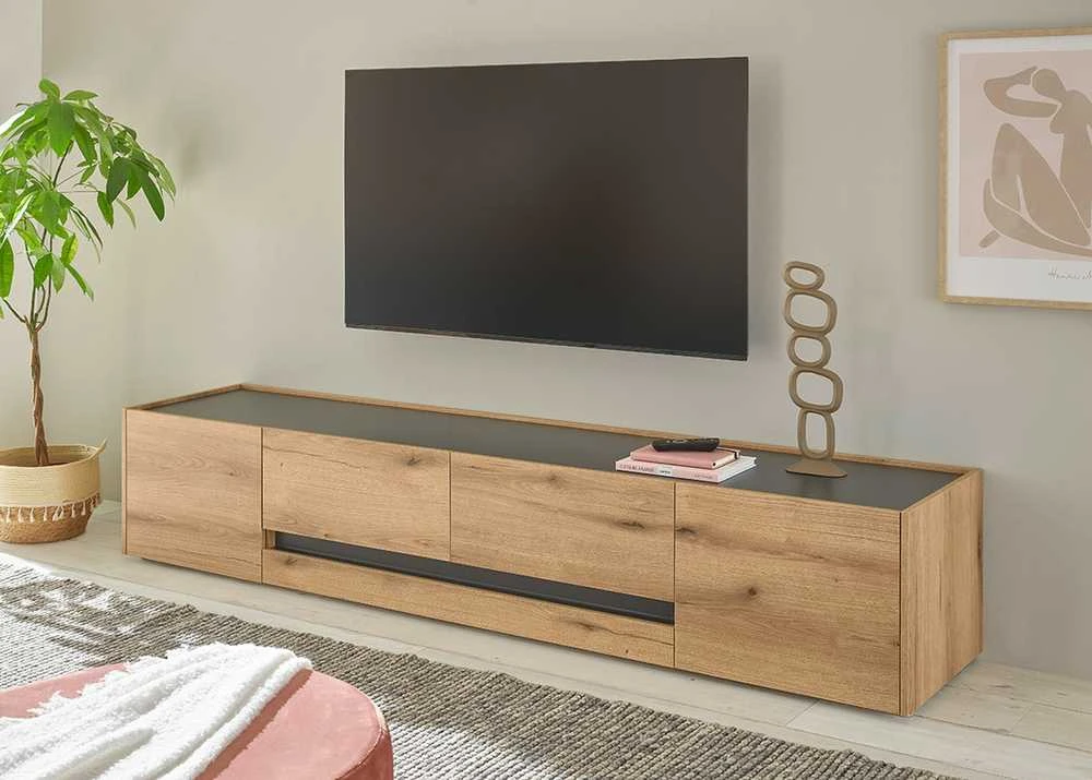 TV staliukas TV stovas Imv City, 224 cm, ažuolinė/antracitasv