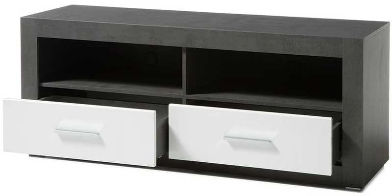 TV staliukas Etero, 150 x 45 x 61 cm, tamsiai pilka / baltas blizgesys