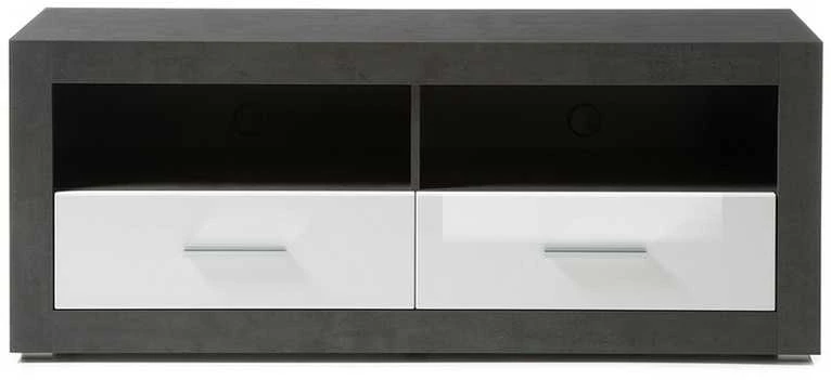 TV staliukas Etero, 150 x 45 x 61 cm, tamsiai pilka / baltas blizgesys