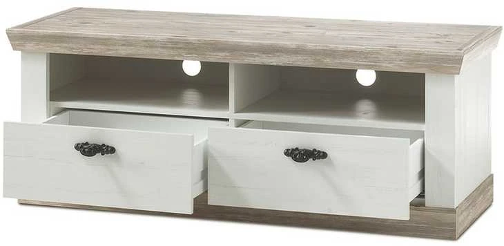 TV staliukas Florenz, 134 x 44 x 51 cm, baltoji pušis / pušis