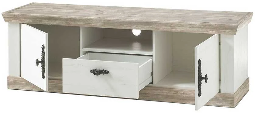 TV staliukas Florenz, 156 x 44 x 51 cm, baltoji pušis / pušis