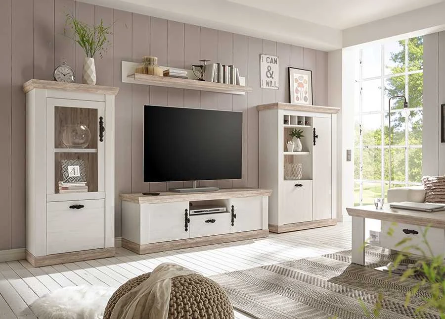 TV staliukas Florenz, 156 x 44 x 51 cm, baltoji pušis / pušis