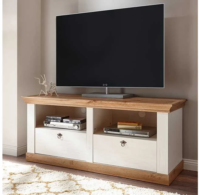TV staliukas Landhaus, 152 x 52 x 64 cm, baltoji pušis / ąžuolas