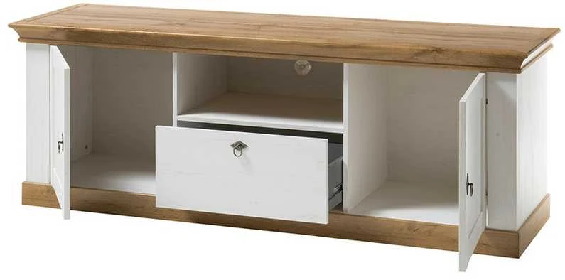 TV staliukas Landhaus, 183 x 52 x 64 cm, baltoji pušis / ąžuolas