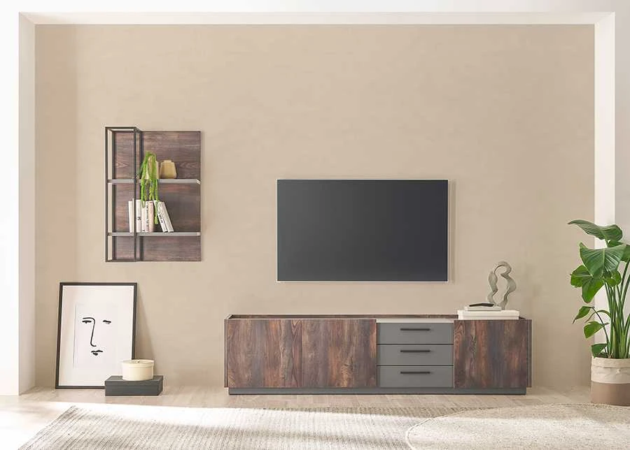 TV staliukas Largo, 200 x 45 x 50 cm, tamsus ąžuolas / antracitas